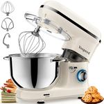 Stand Mixer, Vospeed Food Mixer Dough Blender, 6.2L 1500W Electric Cake Mixer with Bowl, Beater, Hook, Whisk, Egg Separator & Silicone Spatula, Dishwasher Safe (White)