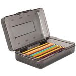 DANRONG Colored Plastic Pencil Box, Large Capacity Pencil Case, Pencil Boxs for Kids Adults, Hard Crayon Box Storage with Snap-Tight Lid for School Office Supplies (Grey)