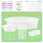 Silicone Measuring Cups Kit for Resin, Epoxy Supplies Set with 600ml, 250ml & 100ml Silicone Cups, Reusable Resin Supplies Cups with Silicone Mat, Stir Sticks, Mixing Cups for Resin Molds Arts, Crafts