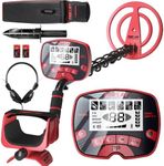 PANCKY Metal Detectors for Adults Waterproof, Professional Higher Accuracy Gold Detector with LCD Display (Deep Red)