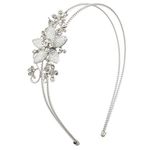 Lux Accessories Silvertone Glitter Flower Crystal Rhinestone Coil Headband