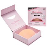 Hollywood Fashion Secrets Non-Adhesive Silicone Inserts Nipple Cover with Storage Pouch - Ultra-Thin, Reusable Nipple Covers for Women, No-Show Coverage, Medium Shade, Medium Tone, One Size