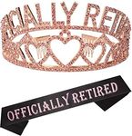 Officially Retired Retirement Party Set Pink- Retirement Tiara/Crown, Sash for Women, Satin Sash, Retirement Party Supplies