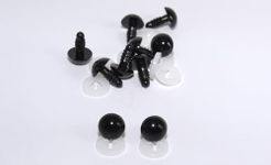 celloexpress Pack of 5 Pairs - Solid Black Eyes with Plastic Backs - 12mm - Safety Eyes for Teddy Bear Making