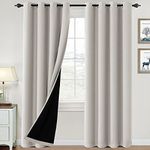 H.VERSAILTEX 100% Blackout Curtains for Bedroom Thermal Insulated Blackout Curtains 84 inch Length Heat and Full Light Blocking Curtains for Living Room with Black Liner 2 Panels Set, Pumice Stone