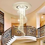 AIBAB Stairs spiral staircase chandelier lamp long chandelier modern minimalist duplex villa House floor large living room crystal chandelier Home Decoration 5 lights