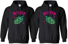 Best Buds Marijuana Weed Friends BFF Matching Duo Hoodie Sweatshirt Unisex Black