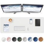 Large Desk Mat,55" x 17"Leather Desk Pad Protector,Large Mouse Pad,Office Desk Mat, Non-Slip PU Leather Desk Blotter, Laptop Desk Pad,Waterproof Desk Writing Pad for Office/Home/Decor(Ivory White)