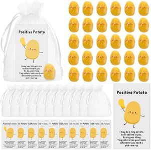 Huwena 30 Set Inspirational Potato Bulk Resin Cute Realistic Potato with Funny Card Organza Bag Positive Gift Emotional Support for Employee Coworker Staff Thanksgiving Gift(Without Hat,30 Set)