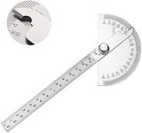 Stainless Steel Protractor 0-180° Degree Protractor Angle Gauges Arm Measuring Ruler Tool Engineer Protractor Gauge with 140mm Ruler, Universal Angle Ruler for Painting Drawing…