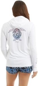 PELAGIC Women's Ws Vaportek Lionfish Turtle Ws Hooded Fishing Shirt White
