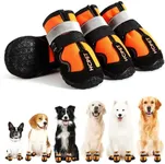 Hcpet Dog Shoes, Dog Boots for Small Dogs, Waterproof Medium Dog Booties Paw Protector for Summer Hot Pavement, Winter Snowy Day, Outdoor Walking, Indoor Hardfloors Anti Slip Sole Orange Size 2
