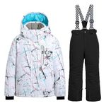 WOWULOVELY Girls Thicken Warm Snowsuit Hooded Ski Jacket Pants 2 Pcs Set Skiing Jacket with Pants(23 black1,Size 12)