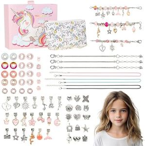 Generico Kit Braccialetti Fai da Te Bambina Alta Qualità, con Box, Borsa, Bracciali, Collane, Perle, Pendenti e Charms Regalo Bambina Ideale