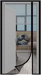 Sekey Fly Screen Door Curtain Against Cat Scratches Side Opening Fly Screen No Drilling Balcony Door Fly Curtain Made of Fibreglass Net Black 130 x 230 cm