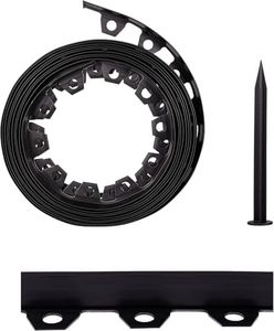 Flexible Garden Edging Border 32ft (10m) | 4cm with 20 Pegs High Black Landscape Lawn Edging | Durable Plastic Flower Bed Border Edging | Weather-Resistant & Easy-Cut Outdoor Landscape Divider
