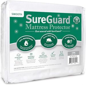 SureGuard Crib Size Mattress Protector - 100% Waterproof, Hypoallergenic - Premium Fitted Cotton Cover - Smooth