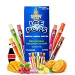 Skippi Natural Ice Popsicles - Assorted Flavors (Lemon, Mango, Orange, Raspberry, Bubblegum, Cola) - 12 x 70 ml - 100% Natural Colours, Flavours, and Preservatives