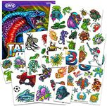 Assorted Temporary Tattoos for Boys and Girls -- 50 Tattoos Featuring Shark Bug Dinosaur Dragon Sports Pirate Robot Alien Animal Designs (Kids Temporary Tattoos Pack)