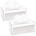 Yopay 2 Pack Clear Tissue Dispenser Box, Facial Acrylic Tissue Box Cover Holder, Napkin Organizer for Bathroom, Kitchen and Office Room, Rectangle, 8.7 x 4.7 x 3.9 Inch