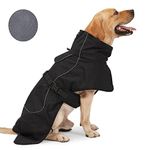 Dog Cold Weather Coat,Waterproof Dog Winter Jackets Windproof Coat with Velvet Inner Dog Rain Coat with Reflective Strip,Black XL