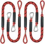 4 Pack Bungee Boat Dock Line with Stainless Steel Clip 3FT Mooring Rope Boat Accessories Docking Lines PWC Dockline for Boats Kayak, Jet Ski, Pontoon, Canoe, Power Boat WaveRunner(Red&Black)