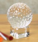 Waltz&F 60mm Clear Crystal Golf Bll Paperweight with Base Stand Crystal Collectible Figurines,Dia Approx 2.36"