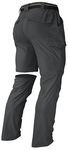 Men's Convertible Hiking Pants Zip Off Fishing Travel Safari Outdoor Cargo Pants, Dark Grey, 34