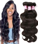 (18 20 60cm) - Beauty Forever Indian Body Wave Hair 3 Bundles Hair Extensions 100% Unprocessed Human Virgin Hair Weaves Natural Colour 95-100g/pc (18 20 22)