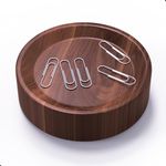 Grwanpen Large Magnetic Walnut Wood Paper Clip Holder,Durable Wooden Magnetic Paper Clip Dispenser Metal Pin Organizer Holder Box Large Capacity for School Office Home Paper Clip Holder for Desk