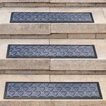 Hopeviva Outdoor Stair Treads Non-Slip Rubber 35" x 10" 3 Pack, Carpet Stair Treads with Rubber Backing for Garage, Patio, Wooden Marble Tile Metal Concrete Steps