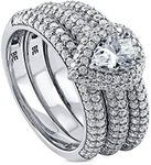 BERRICLE Sterling Silver Halo Wedding Engagement Rings Pear Cut Cubic Zirconia CZ Statement Ring Set for Women, Rhodium Plated Size 4-10, US 8, Metal, Cubic Zirconia