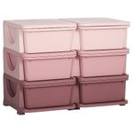 Qaba Kids Toy Storage Organizer with 6 Plastic Bins, 3 Tier Drawer Chest Utility for Kids Bedroom Nursery Kindergarten Living Room for Boys Girls Toddlers, Pink