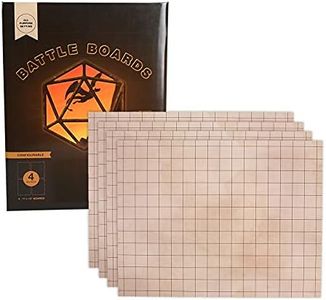 Battle Mat with Grid for Role Playing Game - 4 Pack Andvari Battle Boards 17x13 Dry Erase Compatible, Non-Skid Back