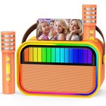 Ankuka Karaoke Machine for Kids Adults, Kids Toys for 3-12 Years Old Girls Birthday Presents, Portable Bluetooth Karaoke Speaker with 2 Microphones Girls Gifts for Girls Party Christmas Xmas (Orange)