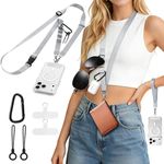 CACOE Multifunctional Cell Phone Lanyard - 3-in-1 Detachable Adjustable Crossbody Strap & Neck Lanyard & Wrist Lanyard(Grey)