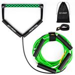 SETYPARY 75FT No Stretch Dyneema Wakeboard Rope and Handle, 4 Sections Floating Wakeboard Tow Rope Water Ski Ropes for Wakeboarding, Waterskiing, Kneeboarding and Wakesurfing (Green)