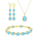 LMXXVJ Women's Jewelry Sets with Australian Crystal,18K Yellow Gold Plated Necklace Long Earrings Bracelet Set，Valentine's Day Mother's Day Christmas Anniversary Fashion Jewelry Gift for Mom/Wife/Sister/Best Friend