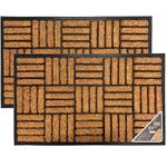 EDS Coco Coir Door Mat with Rubber Backing Floor Mat Outdoor Mat Heavy Duty Doormats Shoe Scrapper Removes Grass and Dirt, for Front Door, Patio and Entrance (45 X 75 CM) (PACK OF 2)
