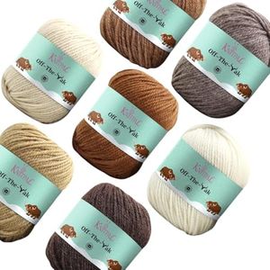Off-The-Yak Medium Worsted Weight #4, Knitting and Crocheting Wool Yarn, Assorted Multi-Color Variety Craft Pack of 7 Skeins (840yds/700g) 25% Yak, 50% Wool, 25% Acrylic - Brown Pack