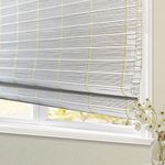 Blackout Cordless Blinds Bamboo Roman Shades, Custom Window Shades with lining Natural 100% Bamboo and Linen Blinds for Windows, White Color