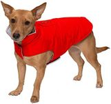 Furhaven Water-Repellent & Reversible Small Dog Coat, Washable & Reflective w/Leash Access, Pocket, & Carry-On Purse - Puffer Dog Jacket - Red, Small