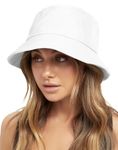 Zonkar Unisex Cotton Summer Round Cap Small Brim Cotton Cap Bucket hat Sports (White)