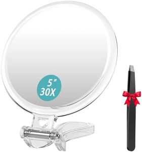 Auxmir 1X/30X Magnifying Mirror for Travel with Handle, Double Sided Hand Mirror with 1X/30X Magnification and Tweezers, Foldable Portable Handheld Magnifying Mirror for Makeup, Shaving, Travel