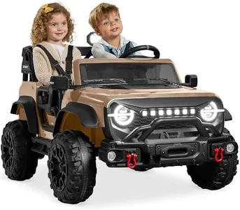 Best Choice Products Kids 24V 2-Seater Electric Ride On Car Truck w/ 132lb Weight Capacity, Parent Control, Bluetooth, LED Lights - Tan