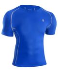 Runhit Mens Compression Shirt Short Sleeve Athletic T Shirt Cool Gym Compression Baselayer Tops for Basketball Blue S