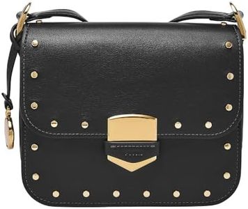 Fossil Femme, Lennox ZB1974001 Crossbody à Rabat en Cuir de Vachette Souple, Noir, Einheitsgröße