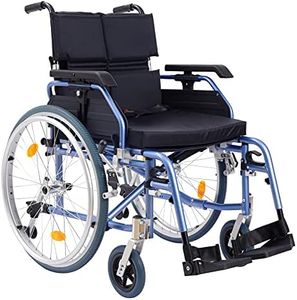 Medwarm Aluminum Multifunctional Manual Wheelchair, Wheelchairs for Adults, Folding Padded Wheelchair with 24 Inch Quick Release Wheels, Removable Footrests, Adjustable Armrests, Blue
