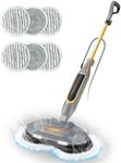 Funsteam Steam and Scrub Mop, Electric Steam Mop with Dual Rotating Pads, Swivel Steering, 2 LED Headlight, 4 Cleaning Modes, 15.2 fl oz Tank, 6 Washable Pads for Sealed Hard Floors