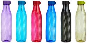 Amazon Brand - Solimo 1 Lt Water Bottle | Multicolor | Set Of 6 (Twist) - Polyethylene Terephthalate